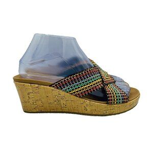 Skechers Shoes Womens 7.5 Colorful Sandals Luxe Foam Comfort Slip On Wedge